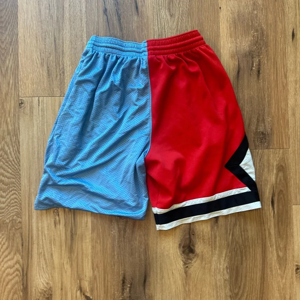Jordan Mens Split Mesh Basketball Shorts Red Blue Jumpman Graphic Size Medium